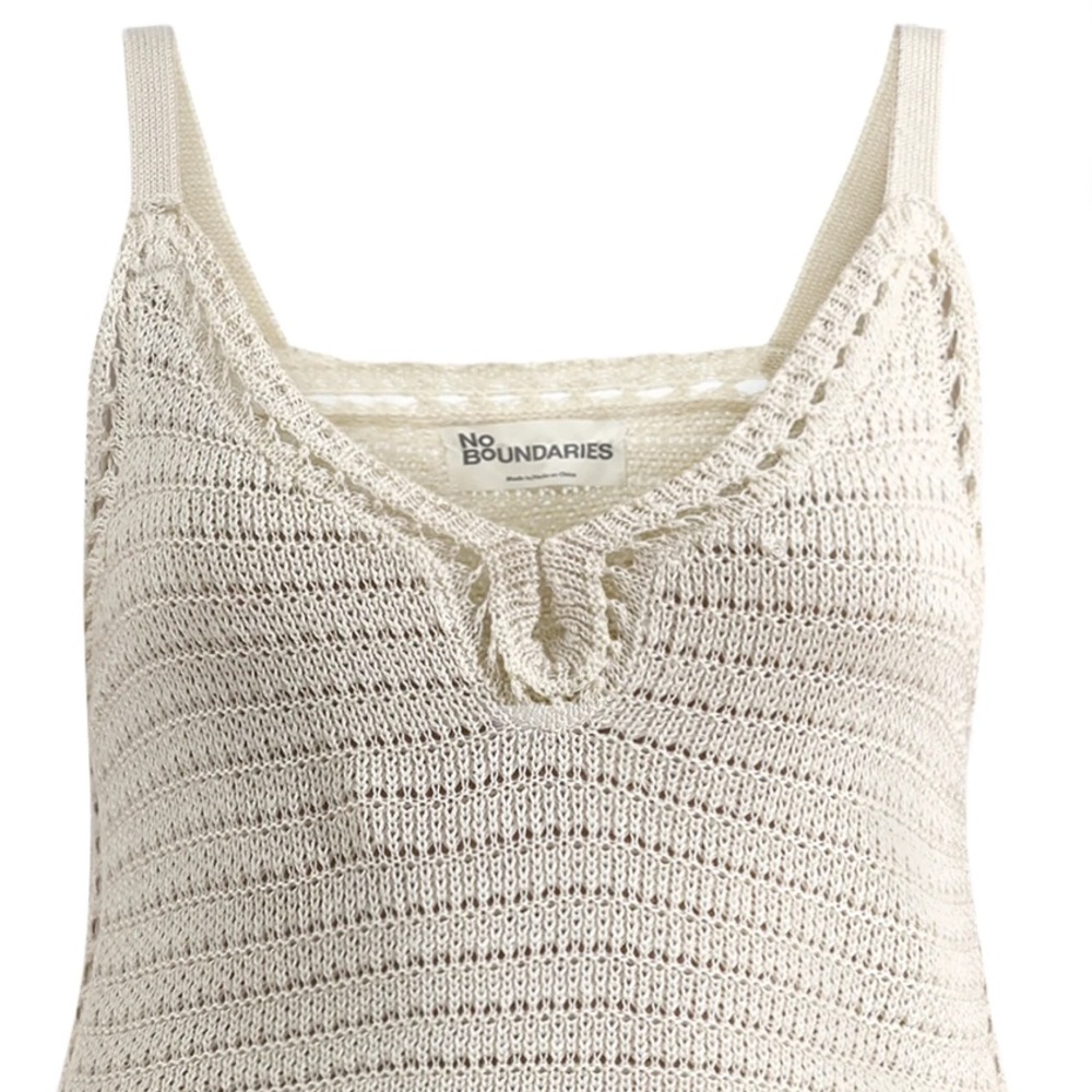 No Boundaries Women’s Crochet Sweater Cami with Keyhole